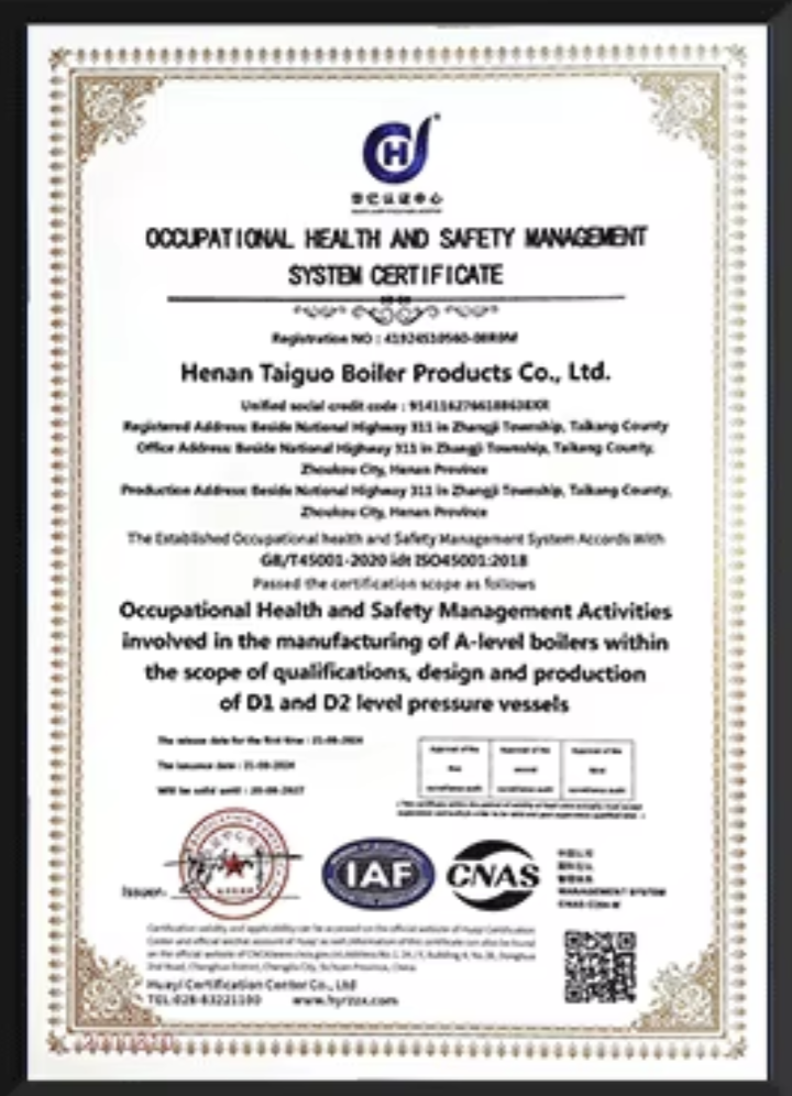 Certificação de Qualidade de Fabricação de Caldeiras - ISO 9001