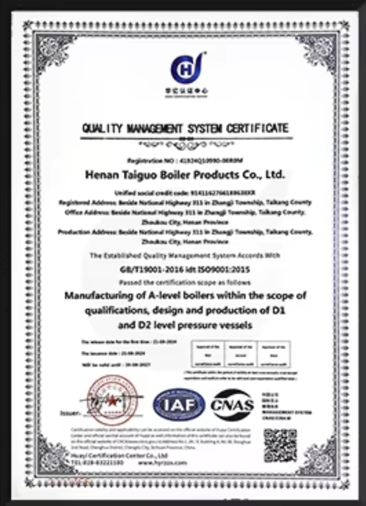 Certificação de Qualidade de Fabricação de Caldeiras - Padrão Internacional