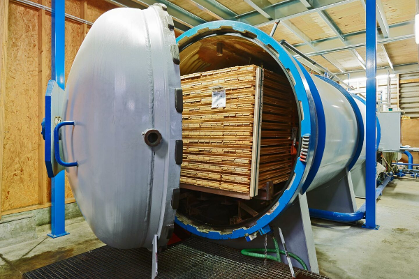 Sistema de processo de vácuo de autoclave para madeira