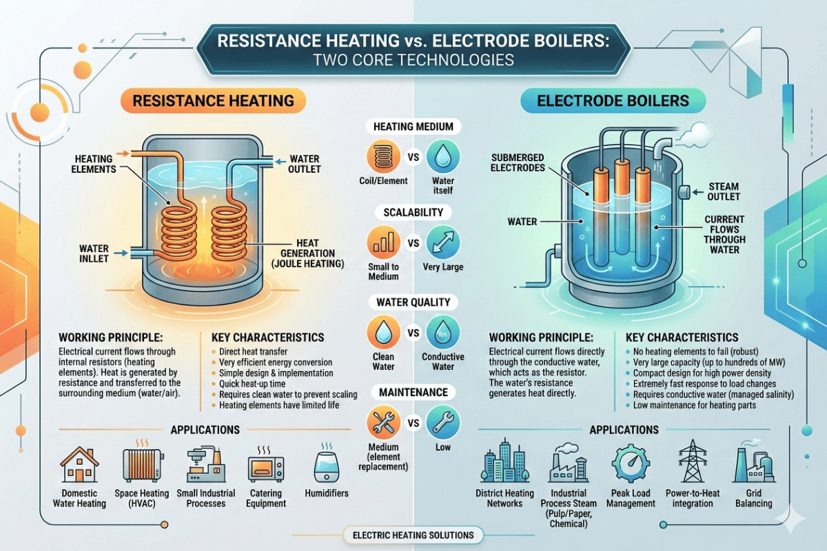 Aquecimento de resistência versus caldeiras de eletrodo: duas tecnologias principais
