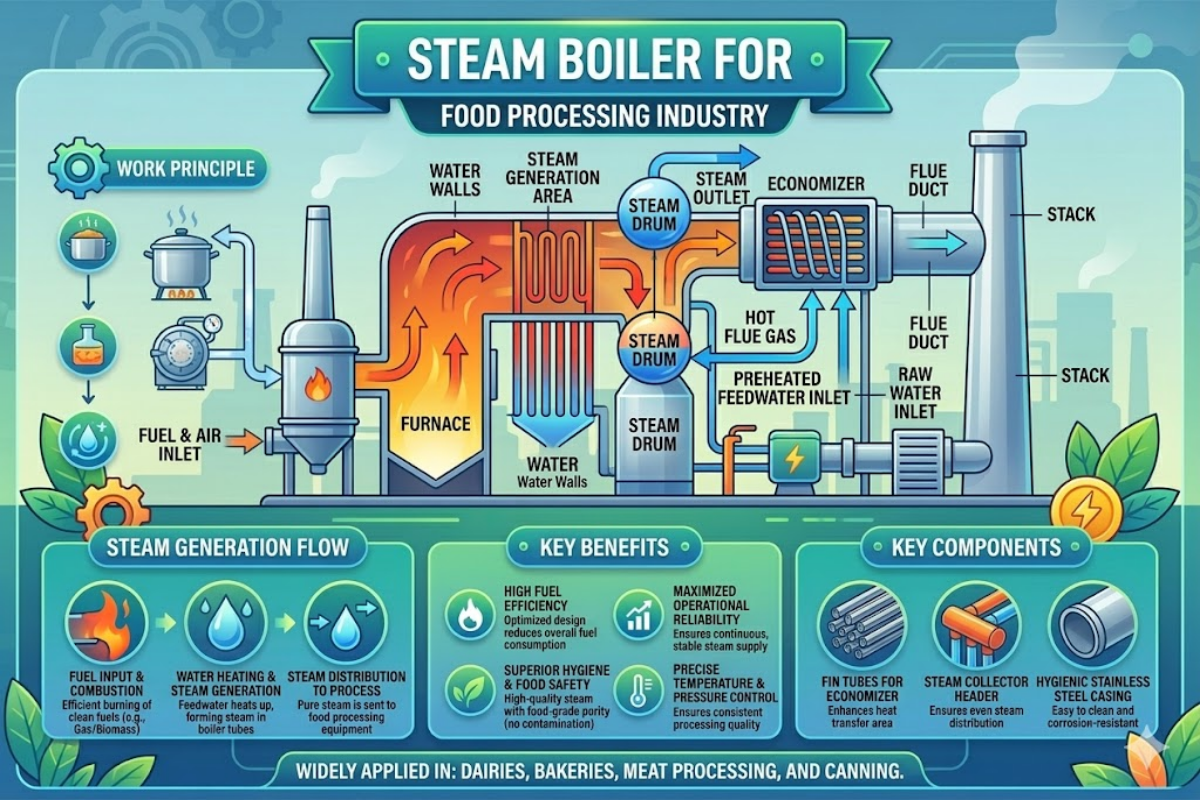 Caldeira a Vapor para Indústria de Processamento de Alimentos