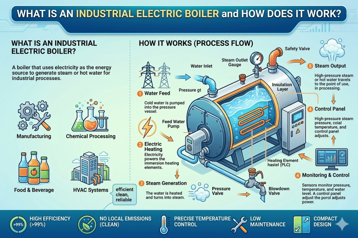 ¿Qué es una caldera eléctrica industrial y cómo funciona?