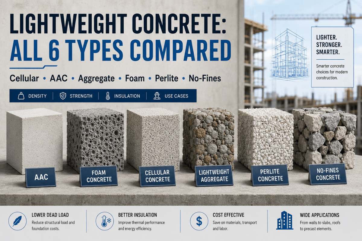 Lightweight Concrete: All 6 Types Compared (Cellular, AAC, Aggregate, Foam)