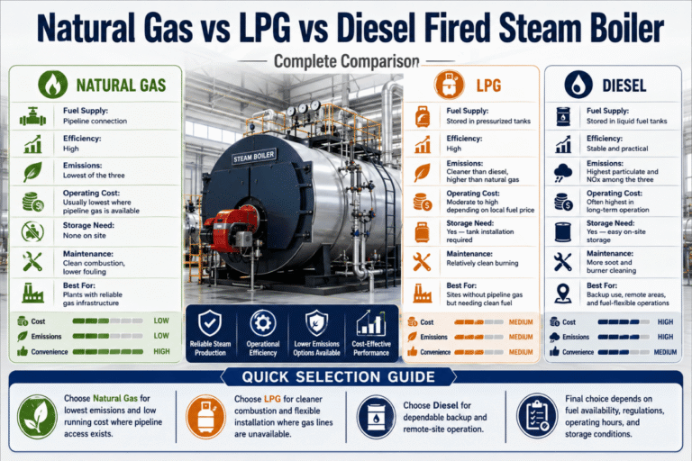 Natural Gas vs LPG vs Diesel Fired Steam Boiler: Complete Comparison