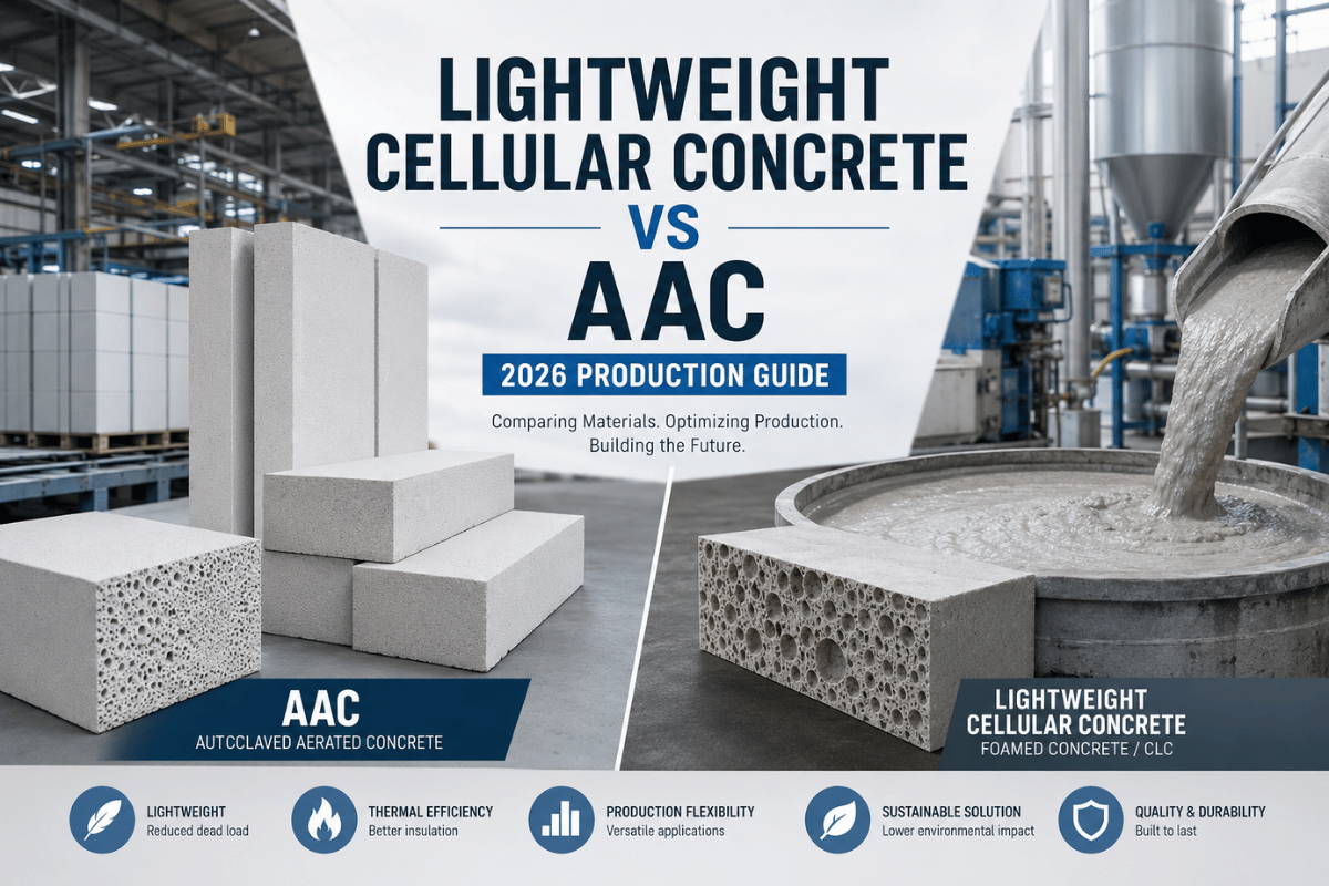 Lightweight Cellular Concrete vs AAC: 2026 Production Guide