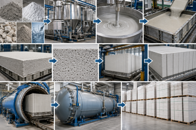 Processo de fabricação de blocos de concreto aerado autoclavado
