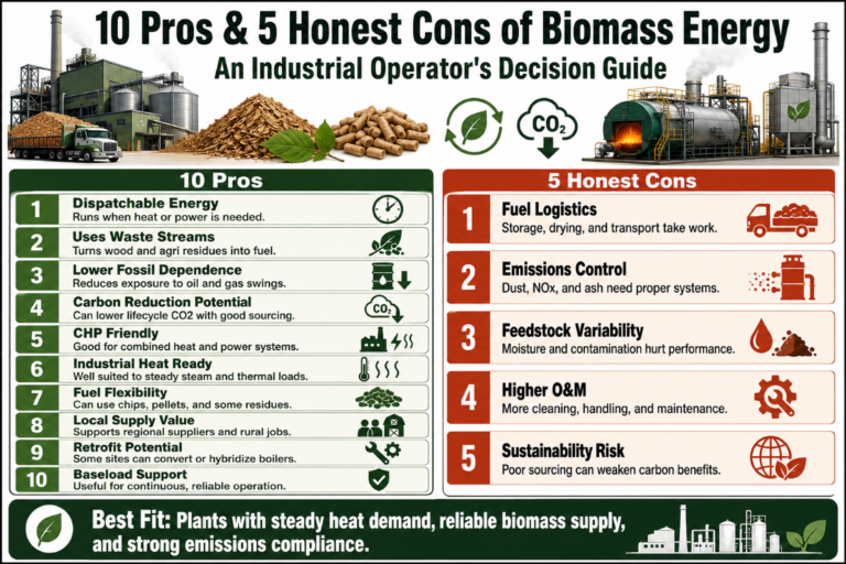 10 Prós e 5 Cons honestos de energia de biomassaGuia de decisão de um operador industrial