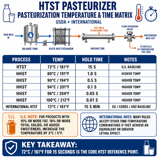 Pasteurization Temperature & Time Matrix (USDA + International)