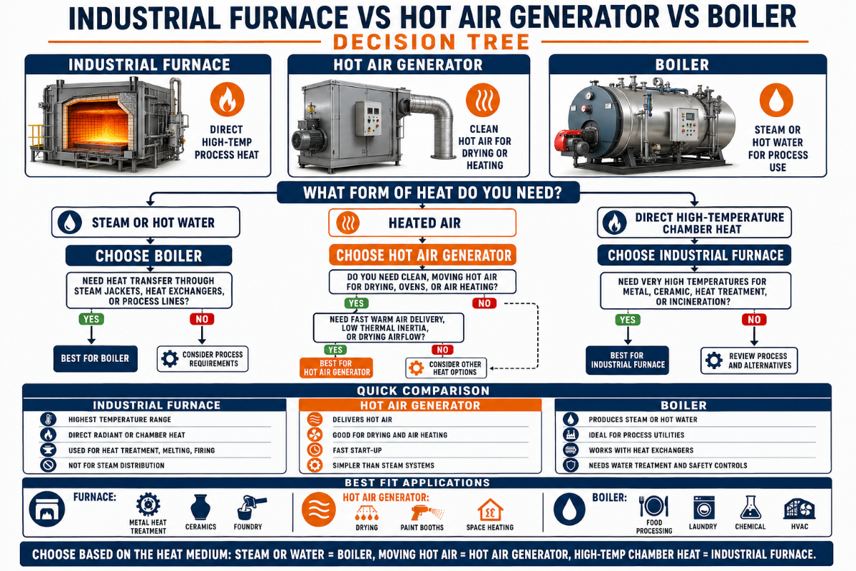 Industrial Furnace vs Hot Air Generator vs Boiler: Decision Tree