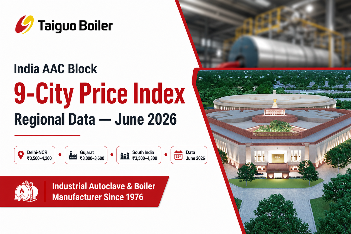 India AAC Block Price by Region, 9-City Data, June 2026 — Taiguo Boiler