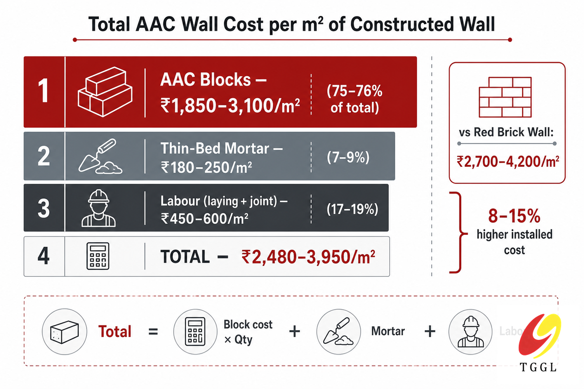 Wall Cost Formula 2026, Total Price per sq ft of AAC Construction — Taiguo Boiler