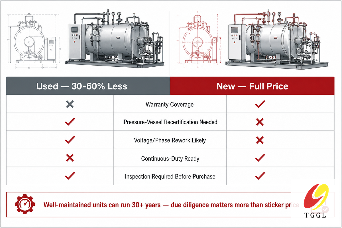 Calderas de vapor eléctricas nuevas versus usadas: compensaciones de precios « Caldera Taiguo