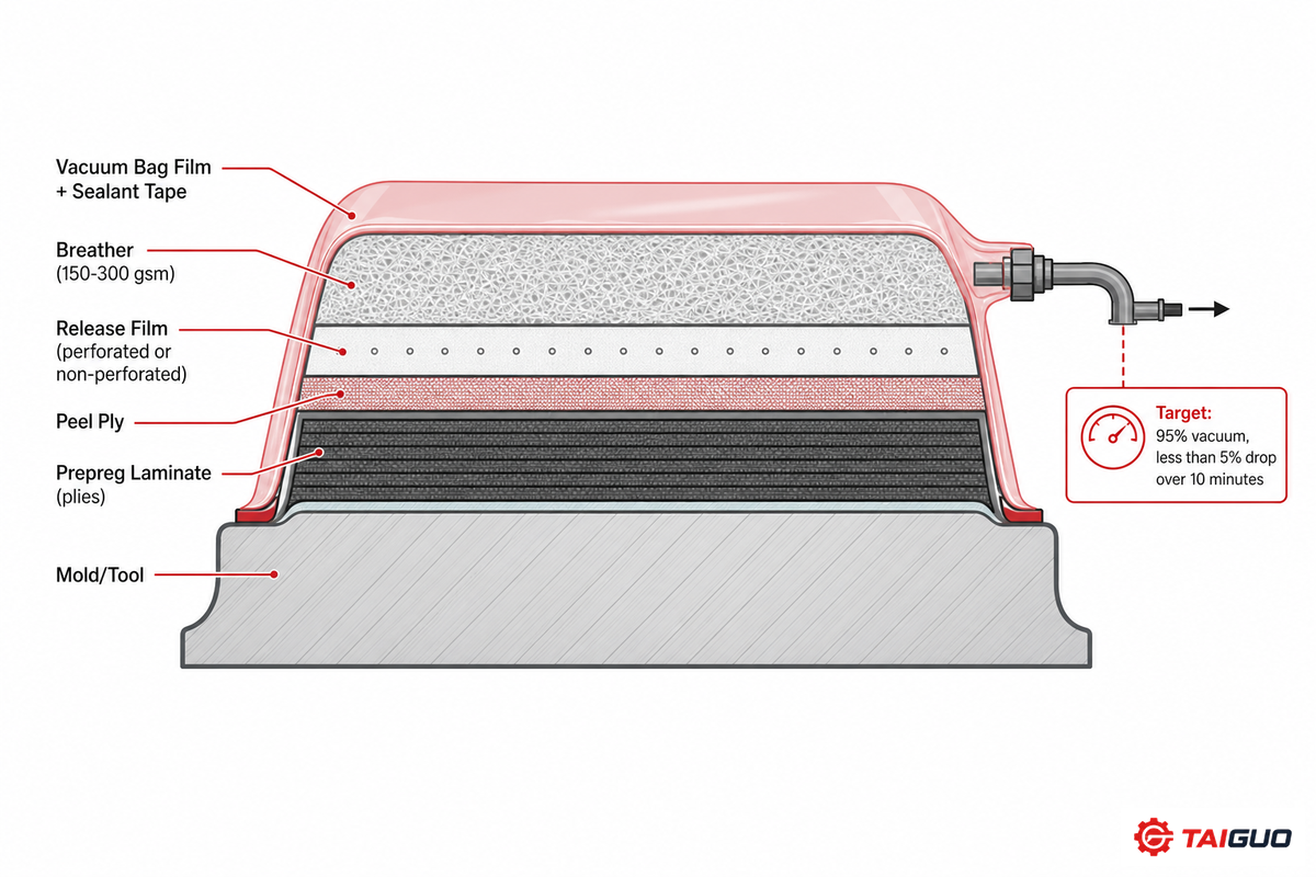 Building the Vacuum Bag, Bleeder, Breather, and Release Layers — Taiguo Boiler