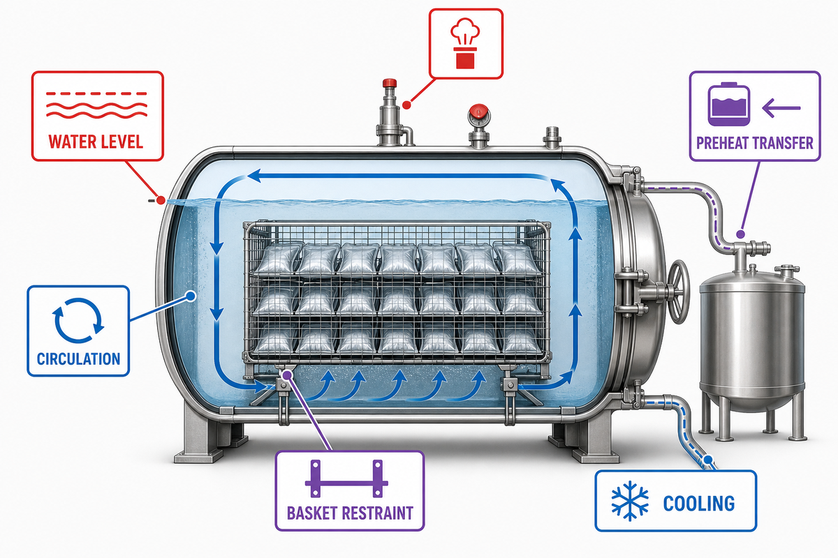 Water-Immersion Retorts: Thermal Mass, Level, and Flow