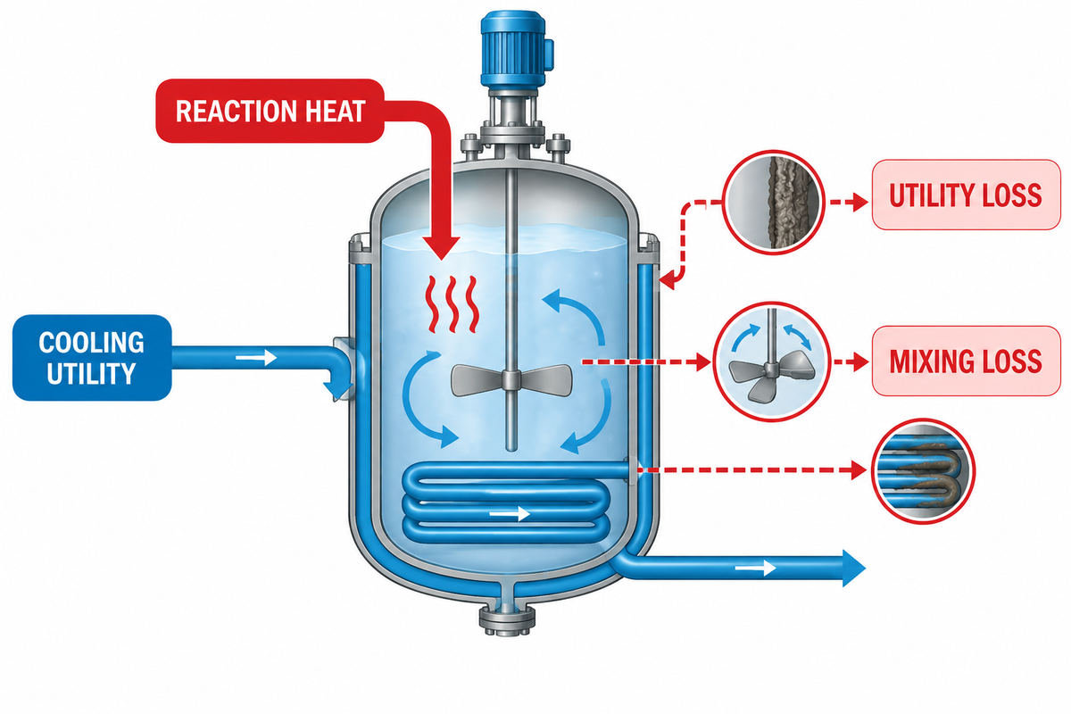 Chemical reactor heat removal for normal operation and credible upset cases.