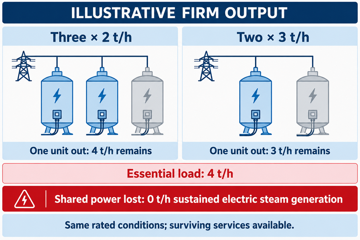 Equal total capacity does not imply equal firm output after an outage.