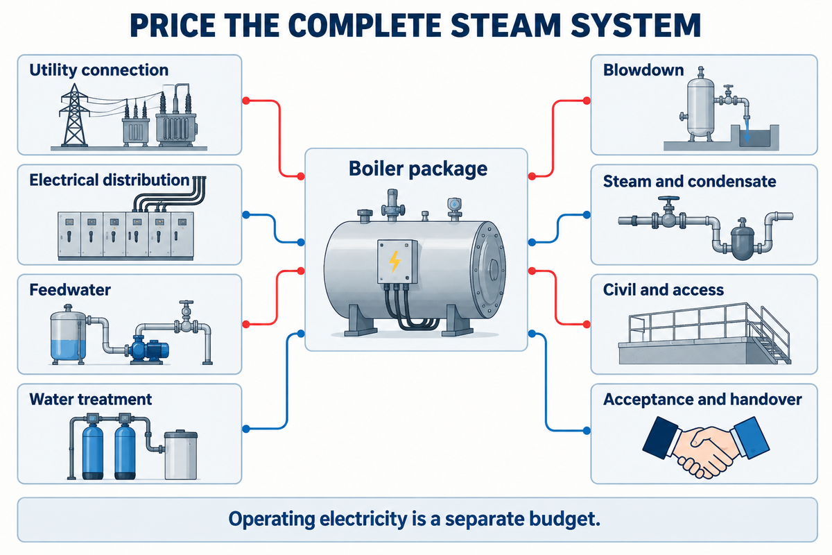 A complete installed-scope comparison includes much more than the boiler vessel.