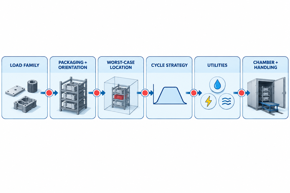 Load-first pharmaceutical autoclave selection route before chamber sizing.