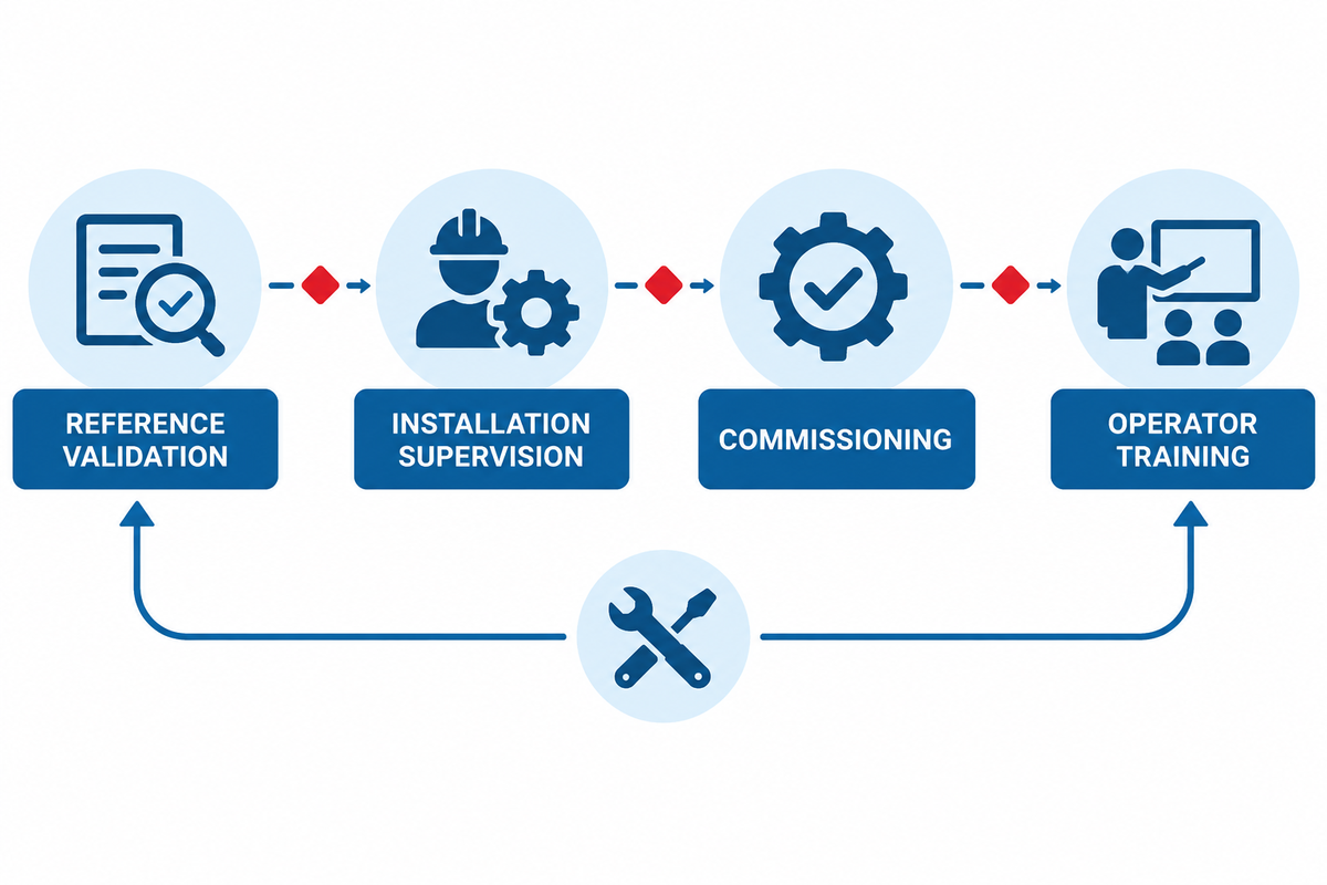 Supplier commissioning and lifecycle support for a timber treatment plant.
