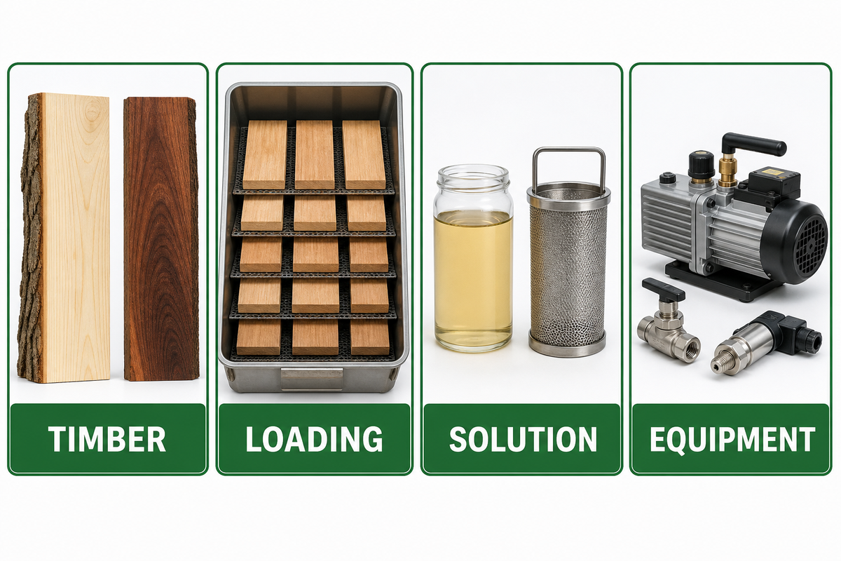 Evidence-first troubleshooting map for timber, loading, solution and autoclave equipment.