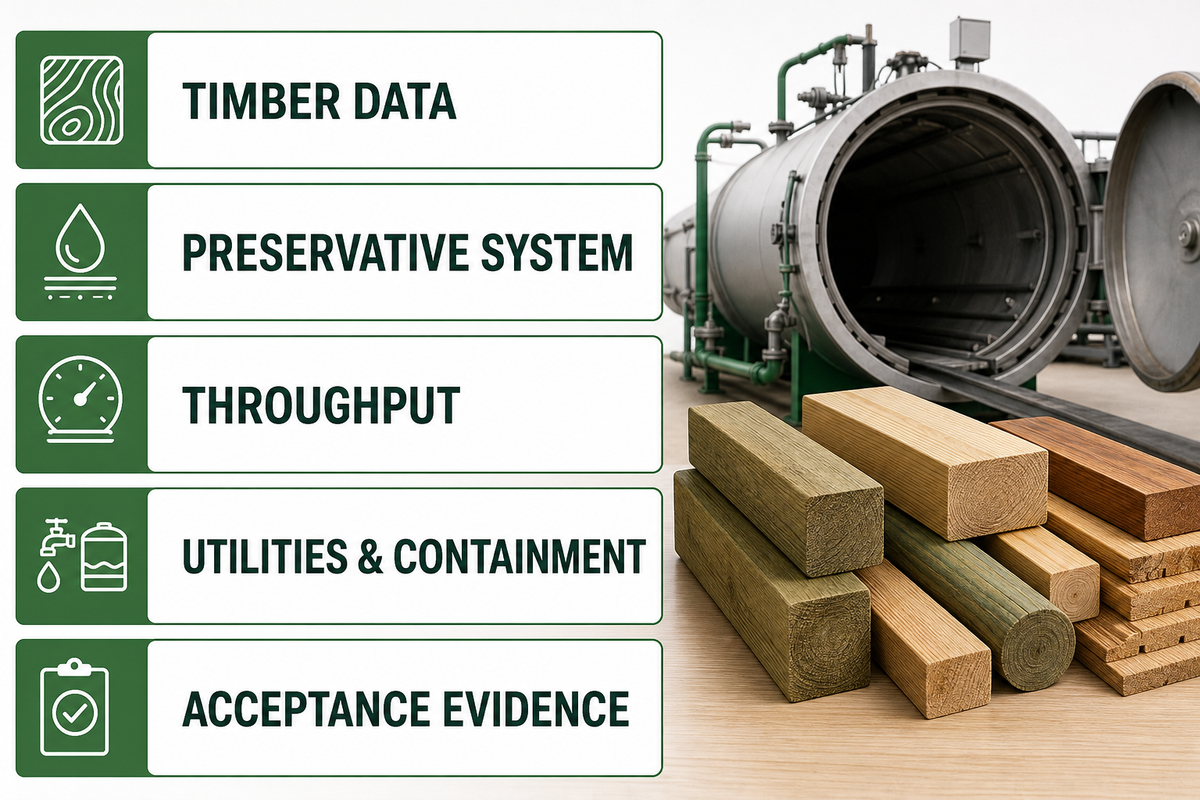 Technical review inputs for a wood preservation autoclave project.
